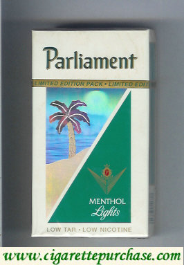 Parliament Menthol Lights hologram with a palm 100s cigarettes hard box